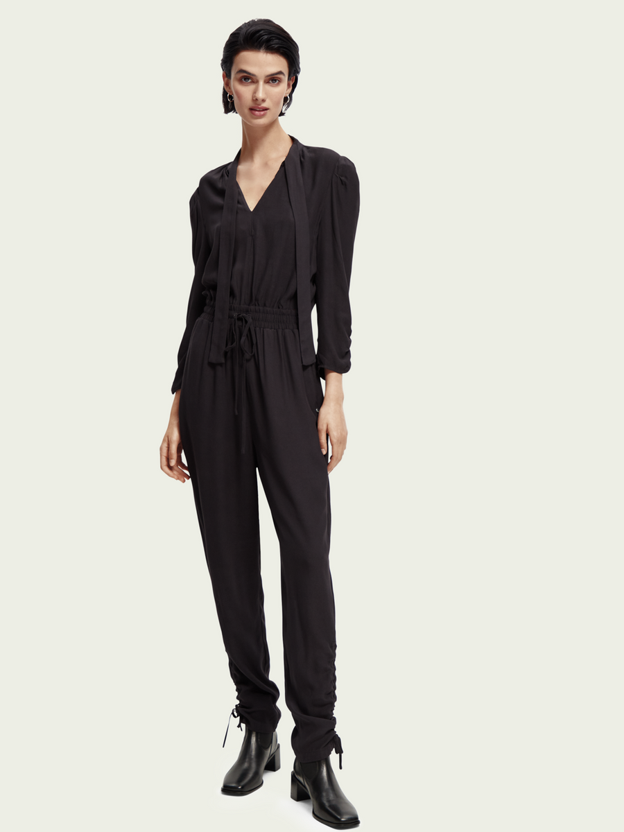 Good Neighbour  Scotch And Soda Jumpsuit with Gathered Details (Red)