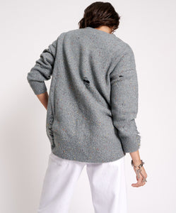 One Teaspoon Distressed Fisherman Knit Sweater Grey