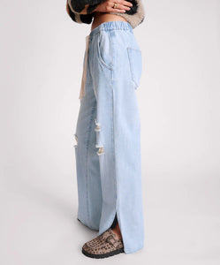 One Teaspoon Sportster Blue Roadhouse WIde Leg Drawstring Jeans