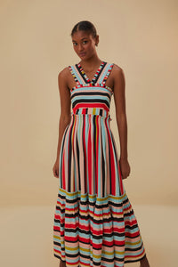 Farm Rio Color Stripes Sleeveless Maxi Dress - FINAL SALE