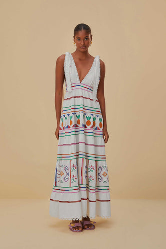 Farm Rio Off-White Embroidered Maxi - FINAL SALE