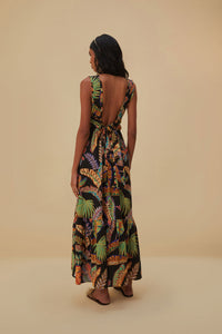 Farm Rio Cool Foliage Black Sleeveless Maxi Dress - FINAL SALE