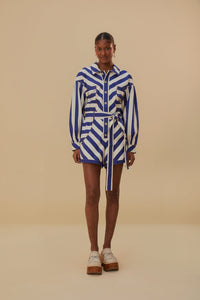 Farm Rio Blue and White Stripes Romper - FINAL SALE