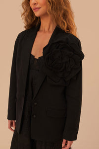 Farm Rio Black Flowered Blazer