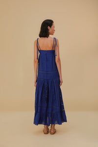 Farm Rio Blue Lace Sleeveless Maxi Dress - FINAL SALE