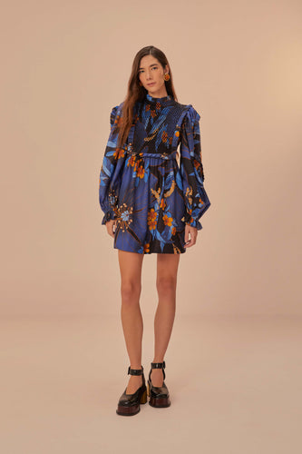 Farm Rio Pietra Floral Black Mini Dress