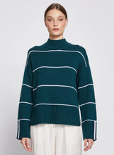 Load image into Gallery viewer, Stateside Striped Mock Neck Sweater in Evergreen