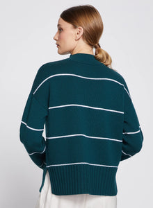 Stateside Striped Mock Neck Sweater in Evergreen