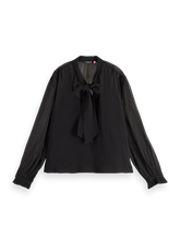 Load image into Gallery viewer, Scotch and Soda Top w/Neck Tie in Evening Black