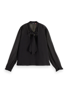 Scotch and Soda Top w/Neck Tie in Evening Black