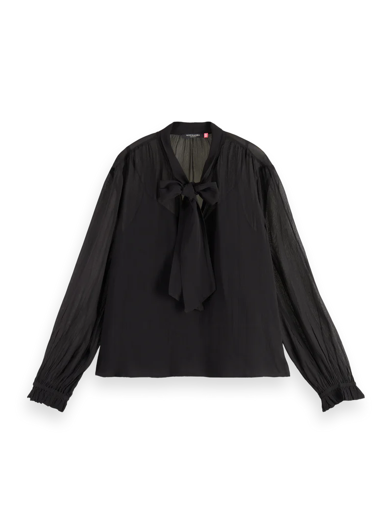 Scotch and Soda Top w/Neck Tie in Evening Black