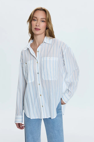 Pistola Samantha Relaxed Shirt in Frost Blue Stripe