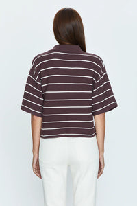 Pistola Marlow S/S Polo Sweater in Mocha Stripe