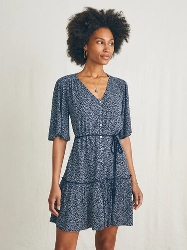 Faherty Orinda Mini Dress in Navy Riverton Ditsy