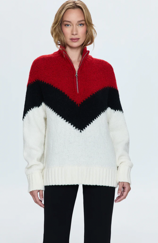 Pistola Maribel Quarter Zip Sweater Chevron