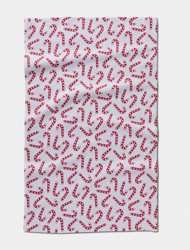 Geometry Christmas Candy Canes Tea Towel