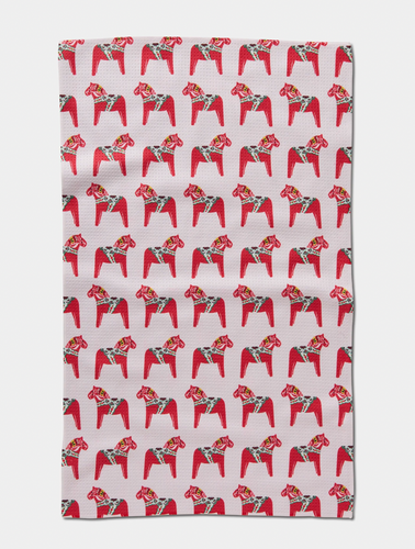 Geometry Holiday Dala Horse Tea Towel