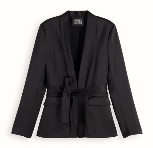 Scotch and Soda Satin Tie Blazer in Black - FINAL SALE