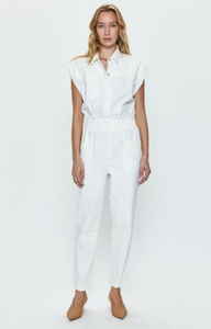 Pistola Rosie Smocked Waist Jumpsuit in Porcelain