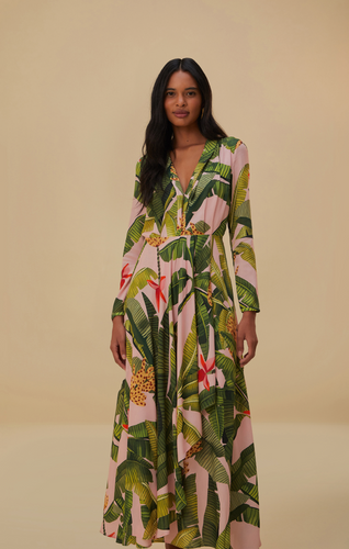 Farm Rio Banana Leaves Pink Maxi Dress - FINAL SALE