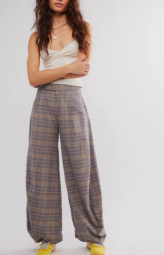 Free People Tegan Barrel Trousers in Blue/Grey