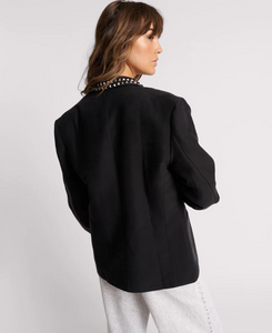 One Teaspoon Punk Studded Linen Blazer in Black