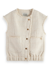 Load image into Gallery viewer, Scotch and Soda Boucle Tweed Collarless Gilet in Soft Ice Melange - FINAL SALE