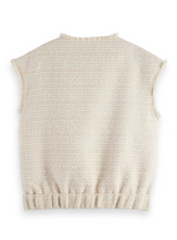 Load image into Gallery viewer, Scotch and Soda Boucle Tweed Collarless Gilet in Soft Ice Melange - FINAL SALE