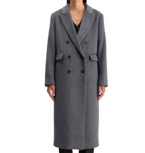 Scotch and Soda Double Breasted Coat in Charcoal Melange