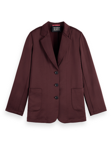 Scotch and Soda Satin Blazer in Dark Bordeaux