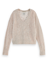 Load image into Gallery viewer, Scotch and Soda Boucle V-neck Pullover in Oatmeal Melange