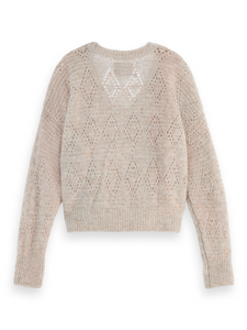 Scotch and Soda Boucle V-neck Pullover in Oatmeal Melange