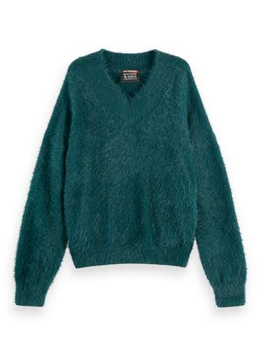 Scotch and Soda Fluffy V-neck Sweater in Cypress Green