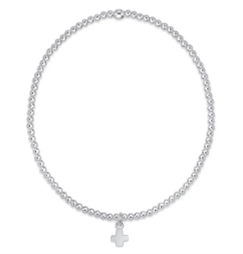 enewton Classic Sterling 2mm Bead Bracelet - Signature Cross Small Sterling Charm