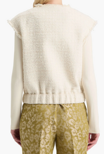 Scotch and Soda Boucle Tweed Collarless Gilet in Soft Ice Melange - FINAL SALE