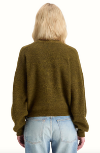 Scotch and Soda Fuzzy Relaxed Cardigan in Olive Melange