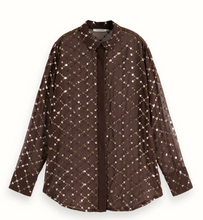 Load image into Gallery viewer, Scotch and Soda Sequin Button Down Shirt in Coffee - FINAL SALE