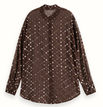 Load image into Gallery viewer, Scotch and Soda Sequin Button Down Shirt in Coffee - FINAL SALE