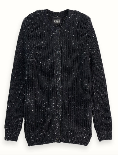 Scotch and Soda Sequin Mid Length Cardigan in Evening Black