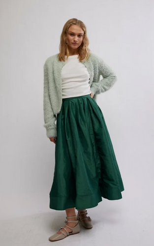 Free People Emilia Full Skirt in Uncut Emerald - FINAL SALE