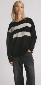 One Teaspoon Vivianne Wide Neck Stripe Mophair Sweater