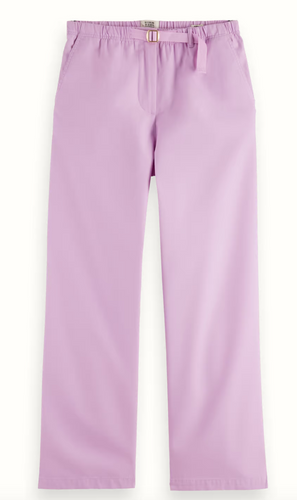 Scotch and Soda Ezra High-Rise Wide-Leg Belted Pant in Light Iris Pink