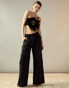 Cynthia Rowley Marbella Cotton Cargo Pant in Black