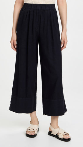 Stateside Linen Wide Leg Pull-On Pant in Black - FINAL SALE