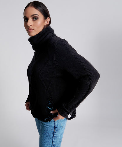 One Teaspoon Roll Neck Sweater in Black - FINAL SALE