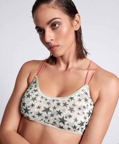 One Teaspoon Mesh Lola Bralette in Star Print - FINAL SALE