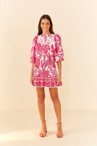 Farm Rio Tropical Woodcut Mini Dress - FINAL SALE