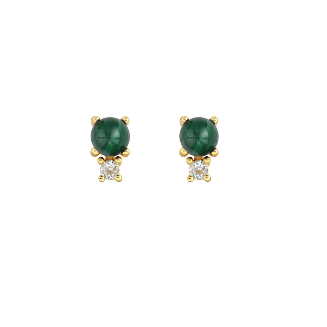 Kris Nations Two Stone Stud Earrings with White Topaz