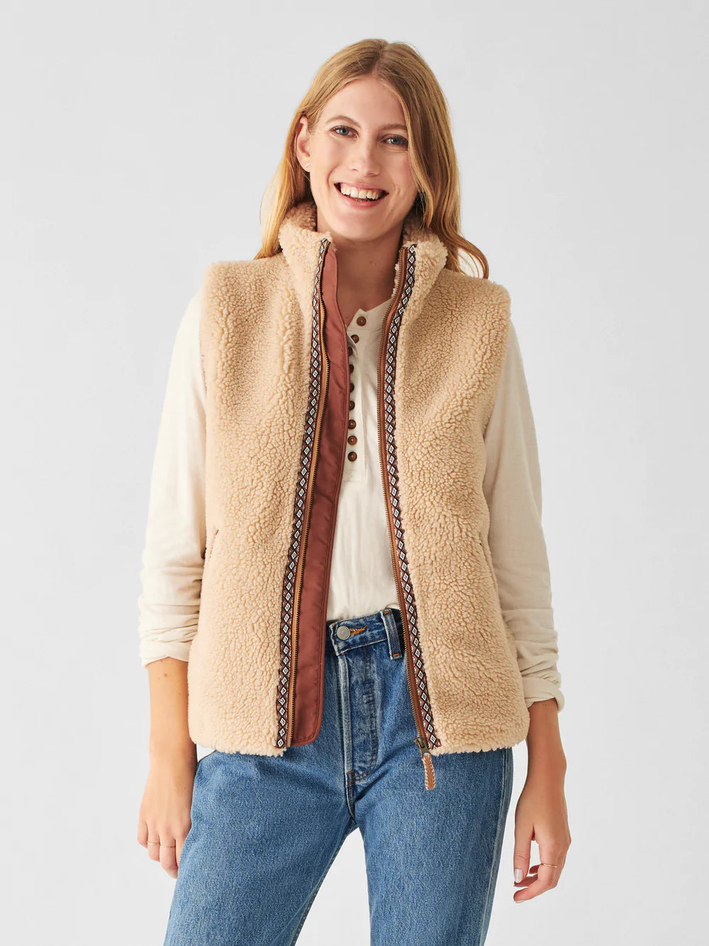 Faherty Womens Ashbury High Pile Fleece Vest - FINAL SALE – Serge+