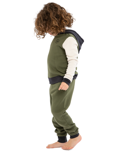 Sol Angeles Kids Colorblock Pullover Hoodie in Olive - FINAL SALE